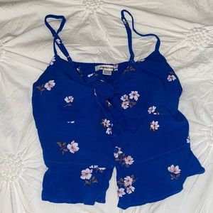 American Eagle Womens XS blue floral tank top